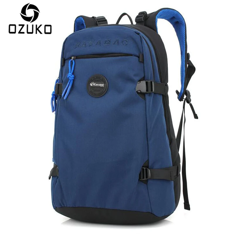 

OZUKO Simple Style Business Casual Men Backpack School Bag Women Travel Bag 15.6 inch Laptop Backpacks Waterproof Oxford Mochila