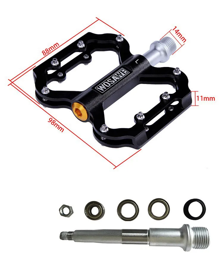 WOSAWE Профессиональный MTB велосипедный подшипник педаль из алюминиевого сплава Нескользящая педаль дорожного велосипеда части велосипеда