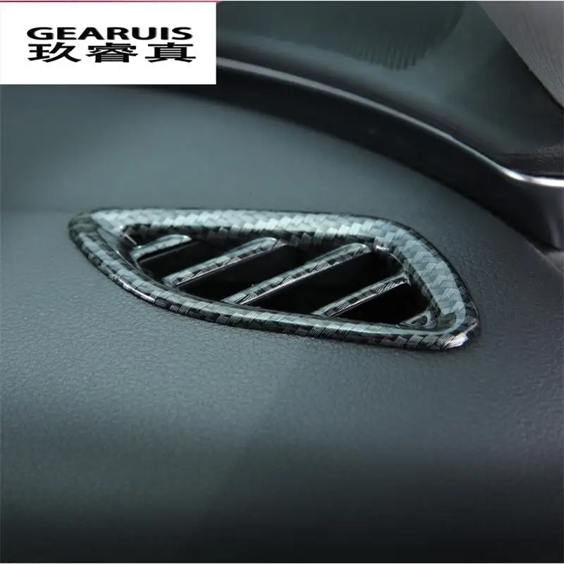 

Car front air conditioning vents decal frame cover trim air outlet Chrome strip carbon fiber stickers for Audi A6 A7 2012-2017