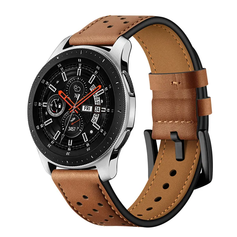 

Leather band For Samsung Galaxy Watch 42mm 46mm Strap Genuine Watchband 22mm 20mm sport wrist belt 316L metal buckle