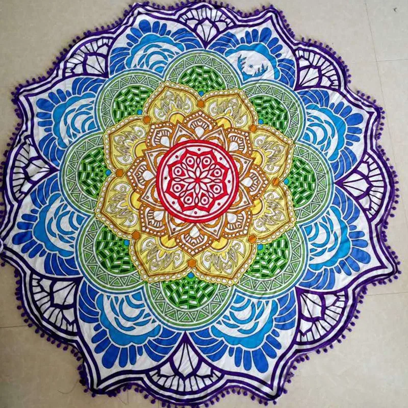 Yoga Mats Yoga Towel New European Rayon Printing Circular Beach Mat Yoga Blankets Yoga Mat Sand Cloth Shawl Towel Bikini Summer Dress 160cm