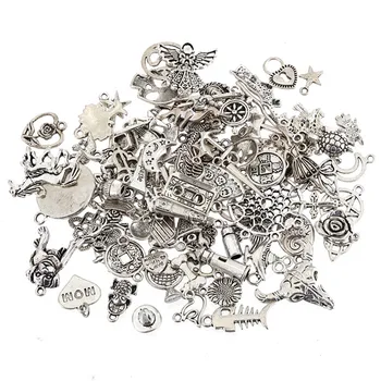 

Fashion Plated Tibetan Silver Mixed charms Pendants fit bracelet DIY Jewelry making 100 pcs/lot