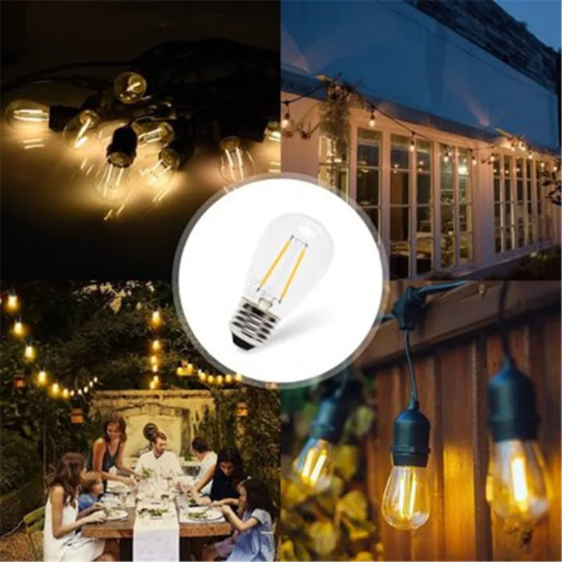 Waterproof Led Outdoor String Lights Hanging 2w Vintage Edison String Lights Hanging 2w Vintage Edison