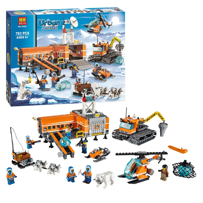 

Bela city series 10442 Arctic Base Camp 783pcsplaymobil one piece Building BlocksChristmas Toys Gift Compatible Legoings 60036