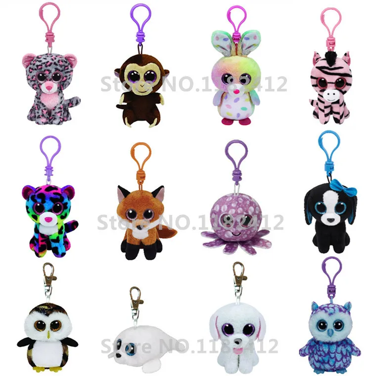 

Unicorn Panda Dog Turtle Owl Tiger Zebra Penguin Lamb Rabbit Bunny Plush Clip Keychains Big Eyes Stuffed Animals
