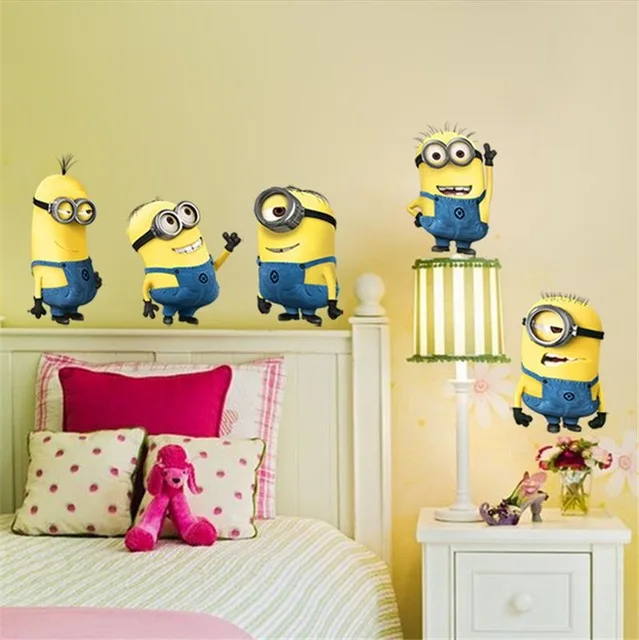 % minions movie wall sticker for kids room home decorations diy pvc cartoon decals children gift 3d mural arts posters wallpaper