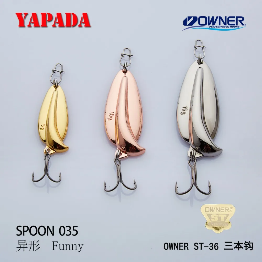 

YAPADA Spoon 035 Funny OWNER Treble Hook 5g-10g-15g 38-49-55mm Feather Metal Spoon Multicolor Fishing Lures