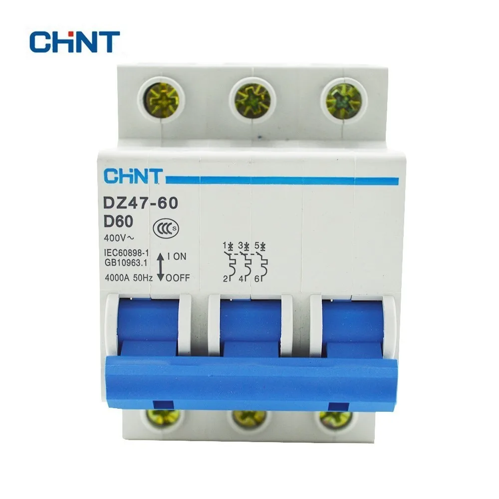 CHINT D Ttpe 60A Miniature Circuit Breaker air switch DZ47 60 3P D60