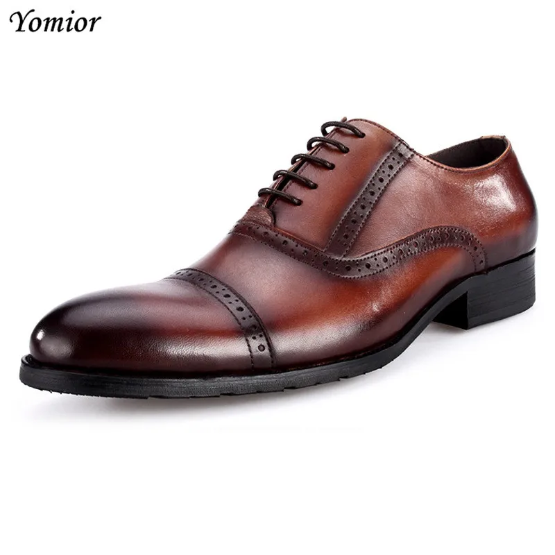 Fashion Men Shoes Genuine Leather Brogue Dress Shoes Brand Luxury Men's