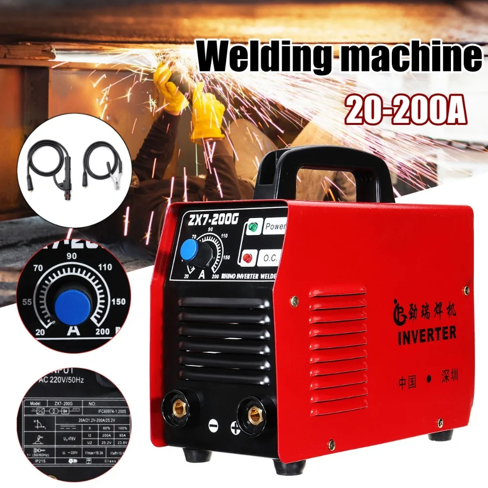 

200AMP Welding Inverter Machine Portable MMA/ARC Safety Welder Machine ZX7-200G IGBT with Welder clamp and Ground clamp