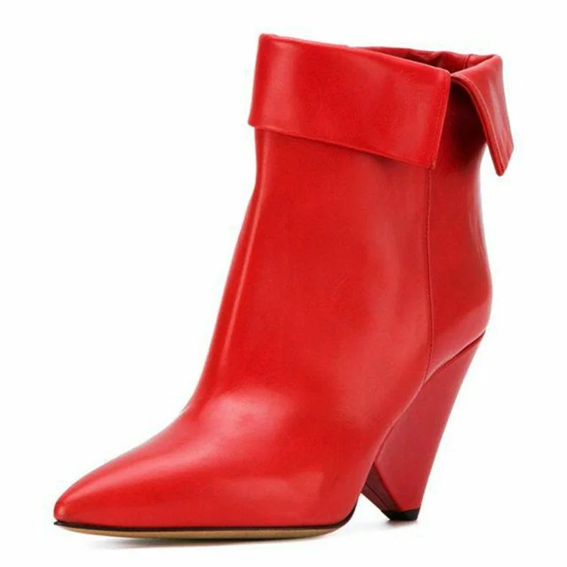 Бренд vankaring/обувь; сезон осень-зима; женские ботильоны из натуральной кожи на высоком каблуке; обувь с острым носком; сапоги для верховой езды; обувь черного цвета - Цвет: red