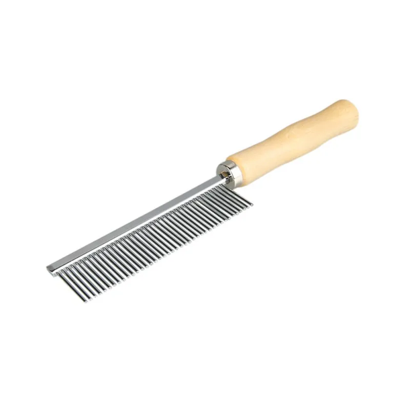 Pet Dog Cat Hair Grooming Combs Single Row Wooden Handle Grooming Comb