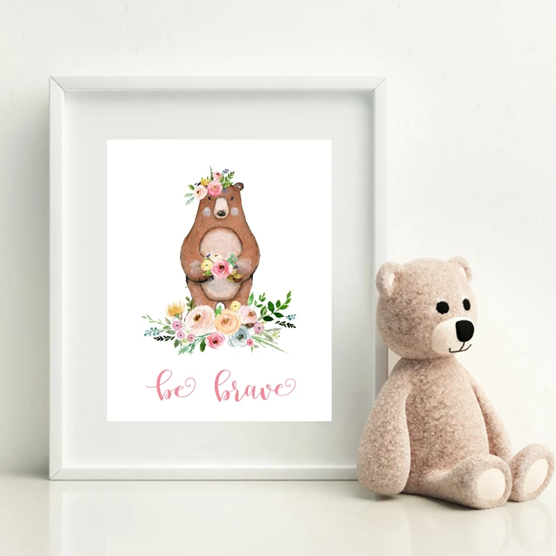 Woodland Animals Painting Pink Baby Shower Decor