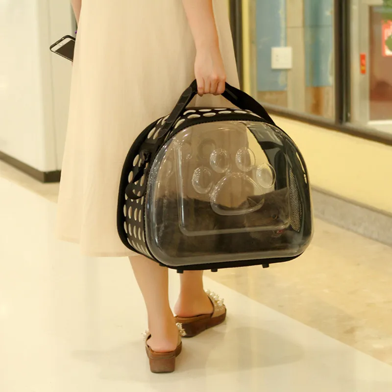 Petminru Transparent Cat Dog Carrier Bag Breathable Pet Travel Handbag Foldable Outdoor Shoulder Bags Puppy Travel Carrying Bags