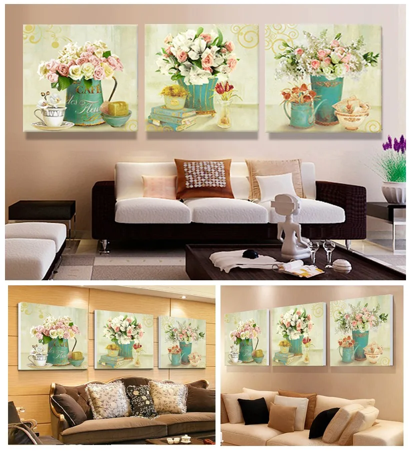 Framelss 3 панели украшение дома модульные картины красивые цветы холст живопись на стене гостиной плакат и принты