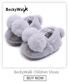 BeckyWalk/зимние хлопковые детские тапочки; домашняя обувь для мальчиков и девочек; плюшевые теплые тапочки для детей; обувь для малышей; CSH693