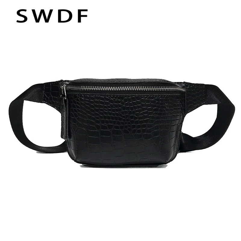 

SWDF Waist Bag Women PU Leather Fanny Pack Fashion Belt Bag Women Phone Pouch Casual Black Chest Bags Girls Shoulder Backpack