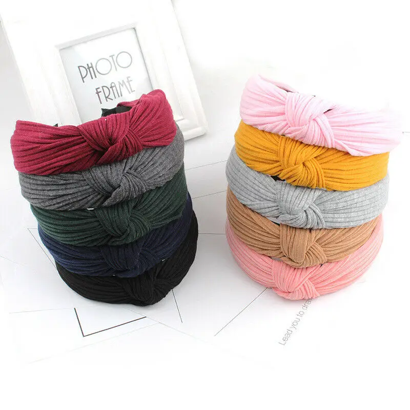 

Fashion Women Turban Twist Knot Head Wrap Headband Twisted Knotted Hair Band Cotton Knit Solid 2019 New