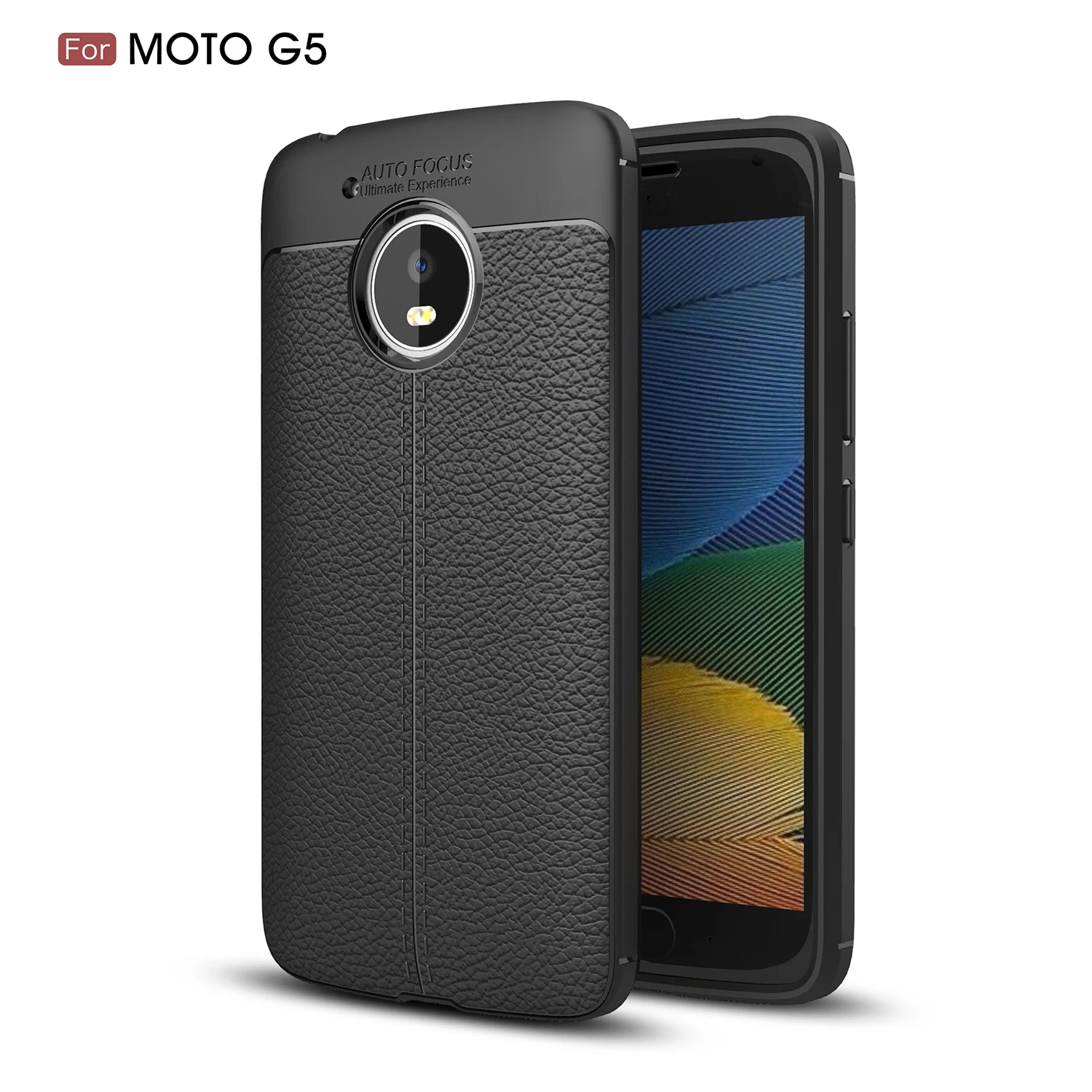 Litchi Texture Soft TPU Protective Phone Cover Case For Motorola G5 Anti-fingerprints |