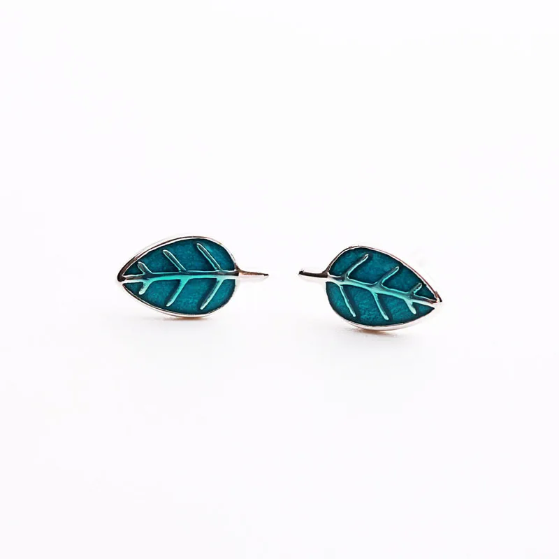 Серьги гвоздики из серебра 100% пробы с синими листьями|hypoallergenic stud earrings|drop earringsfashion
