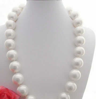 

HOT N567 Natural! AA 20MM White Sea Shell Pearl Necklace