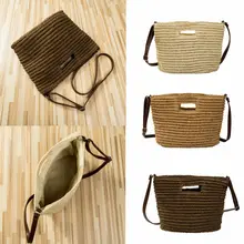 Женская сумка через плечо, вязаная крючком, из хлопка, с переплетенными веревками, через плечо, блестящая модная удобная сумка