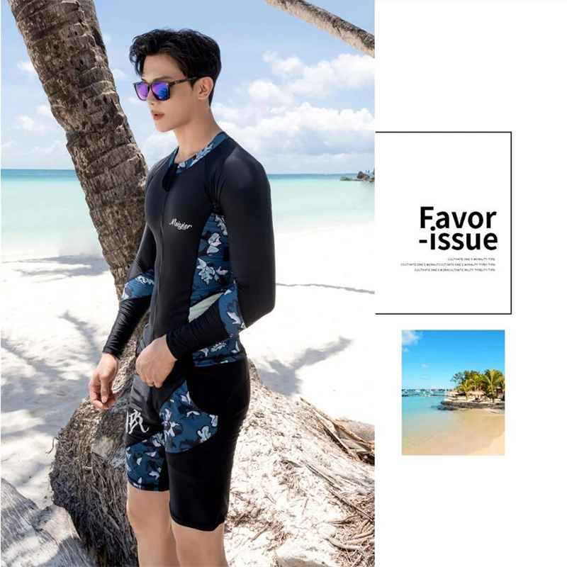 Fashion 2019 Korean mens wet suit 3 pieces surfing snorkelling zipper swimsuit Anti UV quality diving wear male sports swimwear Fashion 2019 Korean mens wet suit 3 pieces surfing snorkelling zipper swimsuit Anti UV quality diving wear male sports swimwear