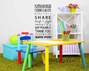 

Baby Nursery Quote Wall Sticker Playroom Rules DIY Decorative Vinyl Children Quotes Vinyl Wall Art Decals Custom Colors Q72