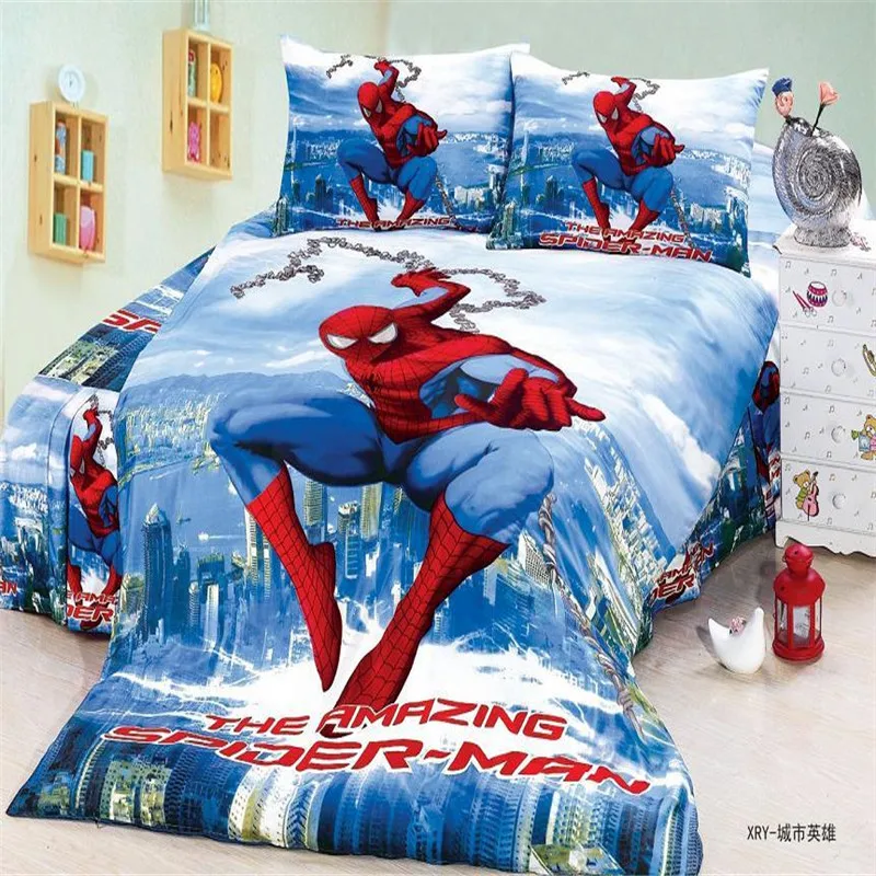 Набор постельного белья для мальчиков с принтами Мстителей Дисней, пододеяльник, простыня, наволочки для подушек, Твин, один размер