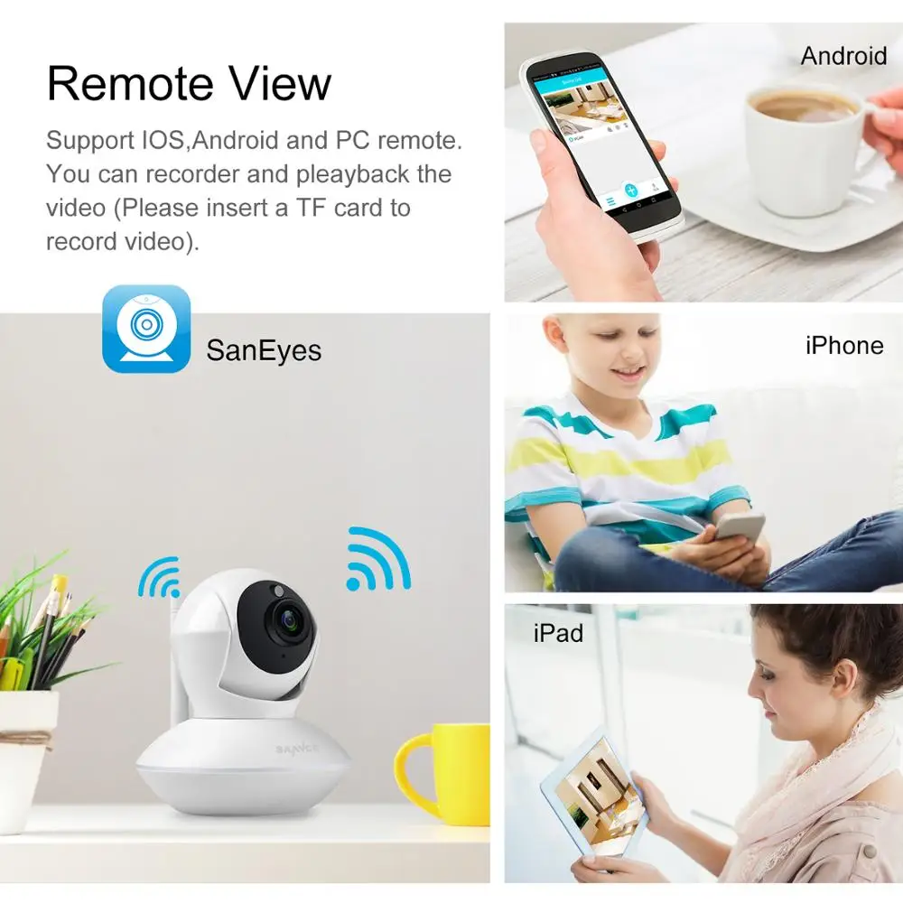 SANNCE Full HD 720P CCTV камера безопасности P2P ИК Ночное Видение 1.0MP беспроводная домашняя камера наблюдения сеть wifi детский монитор