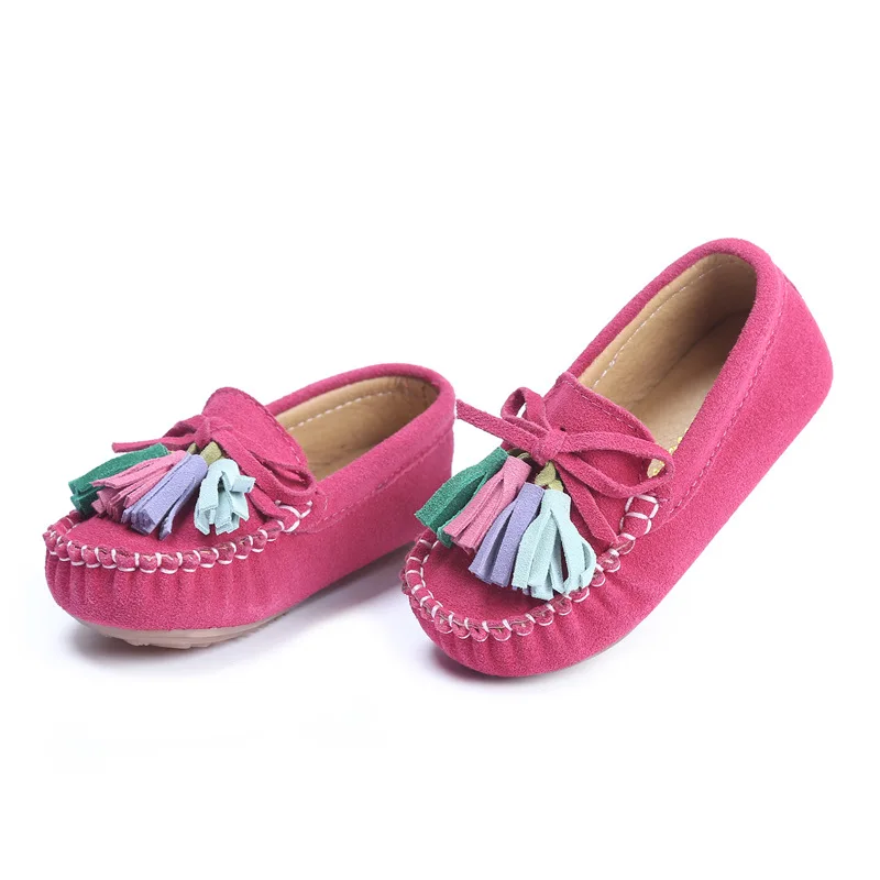 Малышей обувь для девочек Осенняя одежда 2016 года дети Пояса из натуральной кожи Обувь Мода кисточкой мягкая подошва детей Обувь для