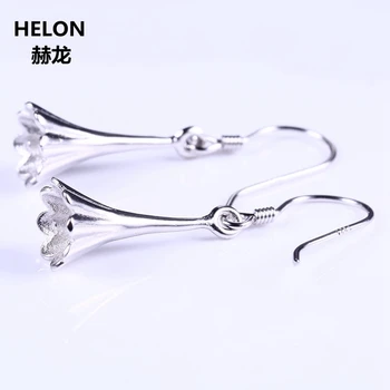 

Sterling Silver 925 Semi Mount Women Drop Earrings Chandelier Fine Jewelry 10mm Pearl Round Bead