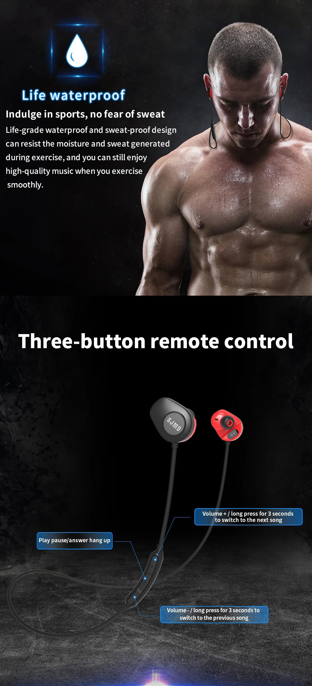 M6 Bluetooth 5,0 гарнитура мониторинг сердечного ритма IPX5 Водонепроницаемый Шагомер шейный Браслет беспроводные наушники для спорта