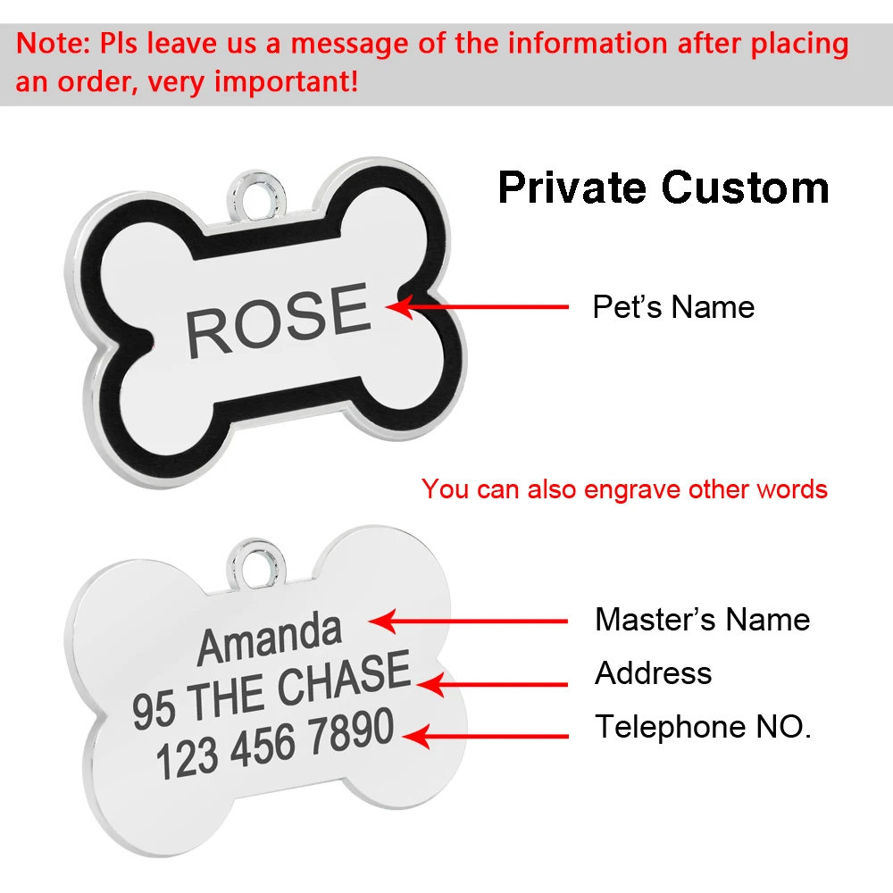 Дешевая Персонализированная идентификационная бирка для собак в форме кости, Заказная Выгравированная именная бирка для кошек и щенков для маленьких средних и больших собак S L