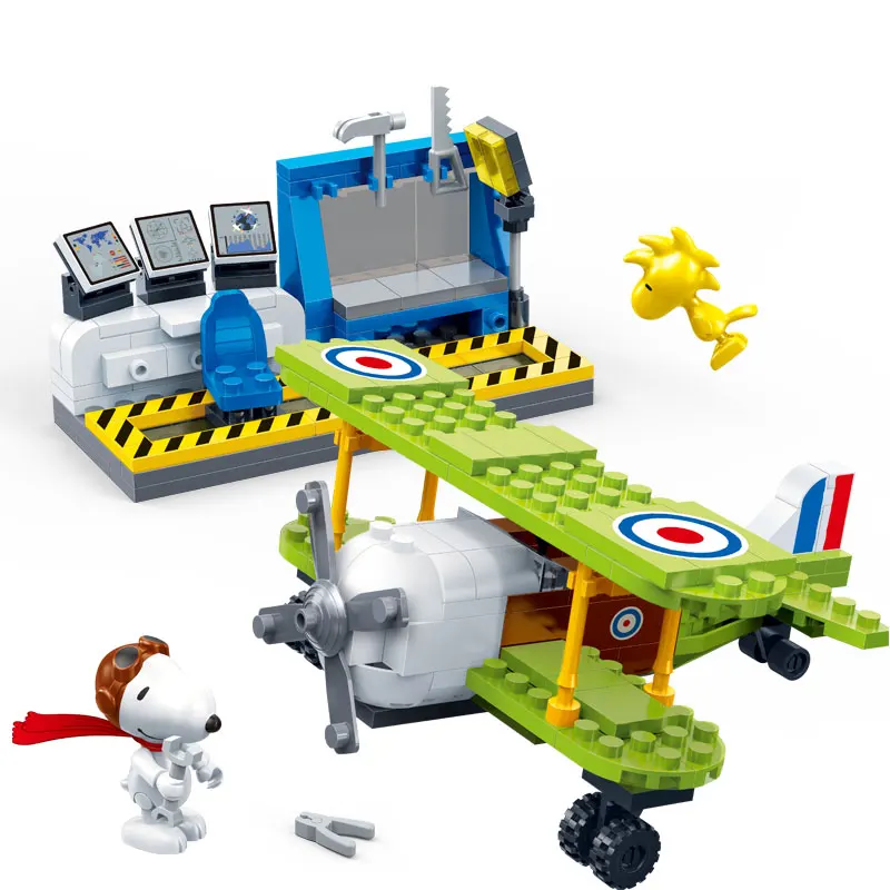 BanBao 7522 Snoopy IP арахис фигурка ВВС база Воздушный самолет Строительные блоки DIY