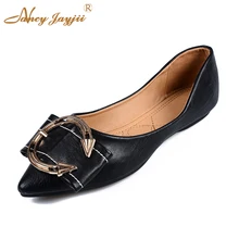 Мягкая подошва Весна Бизнес Туфли без каблуков Удобная легко носить с собой из микрофибры поли уретан острый носок украшения из металла Повседневное офисные