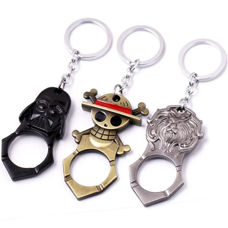 

One Piece Luffy Figure Wine Opener Car Key Ring Black Darth Vador Beer Opener Keychain Anime Metal Pendant Keyring gift Toys