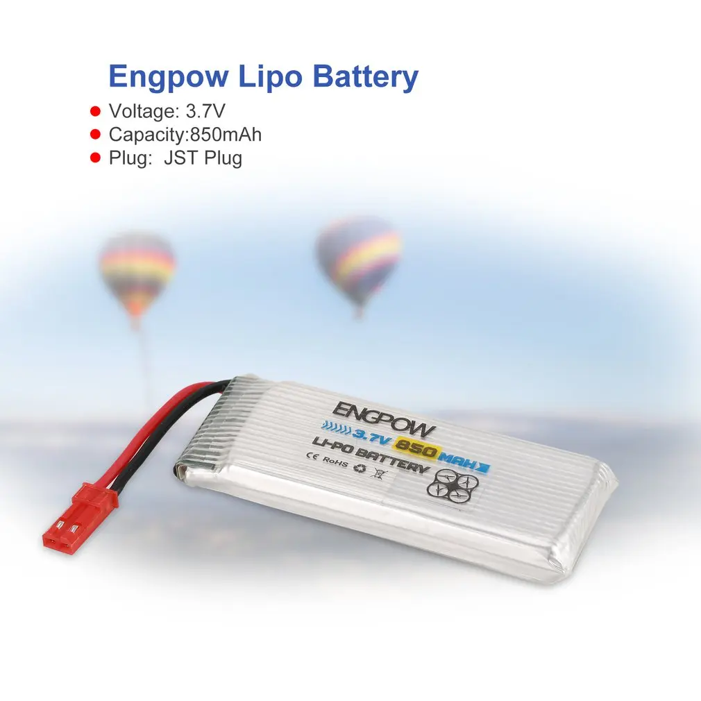 6PCS/2pcs Engpow 3.7V 850mAh 1S Rechargeable Lipo Battery Mini JST Plug Connector For RC Drone Quadcopter Helicopter Spare Parts