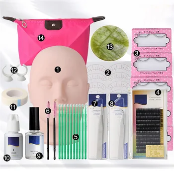 

False Eyelashes Extension Practice Exercise Kit Makeup Mannequin Head Set Grafting Eyelash Tools Kit Practice Eye Lashes Graft