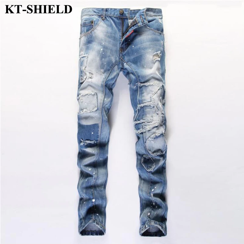 New Arrival Fashion Men Jeans Design Slim fit Jeans for Man Ripped Denim Trousers 100 Cotton