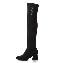 Fine Zero Fashion Runway Lamb velvet fabriecs Sock Boots Pointy Toe Over-the-Knee Heel Thigh High Pointed Toe Woman Boot