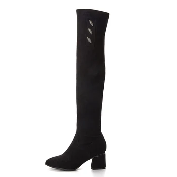 

Fine Zero 2019 Fashion Runway Lamb velvet fabriecs Sock Boots Pointy Toe Over-the-Knee Heel Thigh High Pointed Toe Woman Boot