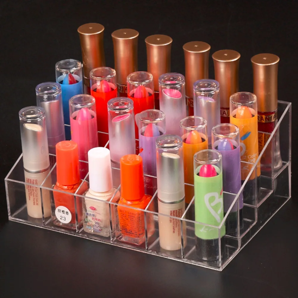 24 Grids Trapezoid Clear Makeup Cosmetic Organizer Storage Lipstick Holder Case Stand Tool Kit Transparent Drop Shipping 24 Grids Trapezoid Clear Makeup Cosmetic Organizer Storage Lipstick Holder Case Stand Tool Kit Transparent Drop Shipping