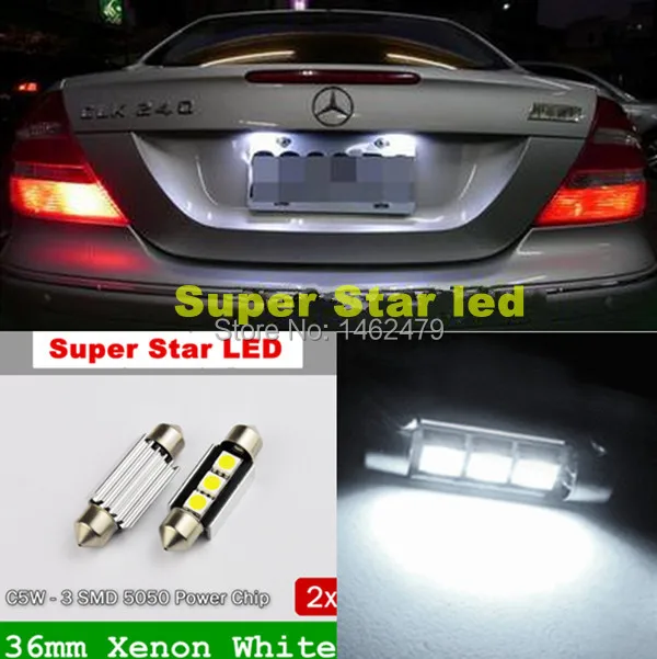 Pair 36mm No Error Number License Plate Light LED Bulb For Benz CLK CLS GLK350 GLK300 C63 C180