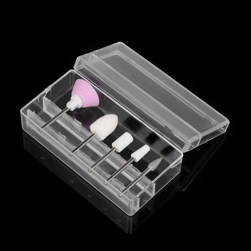 5Pcs Nail Drill Bits Set Nail Sanding Grinding Head Tips Buffer File