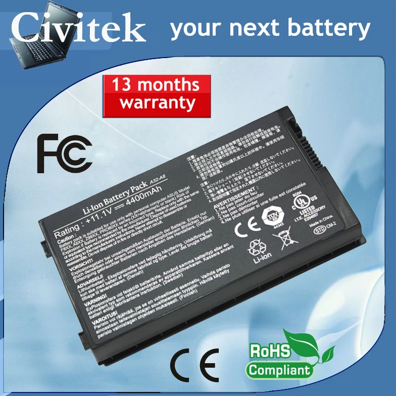 

New Laptop battery for ASUS A8 A8000 F8 Z99 Z99Fm Z99H Z99J, A32-A8 6 cells