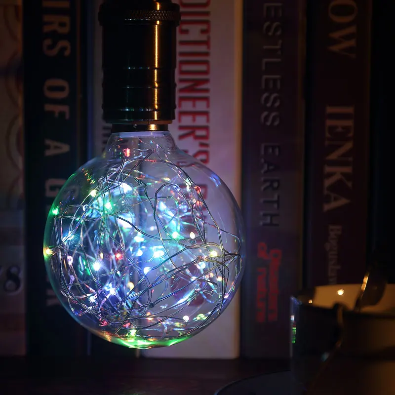 Светодиодная струнная лампа RGB медная шелковая G95 ST64 Winebottle Diamond LED Lampara E27 для