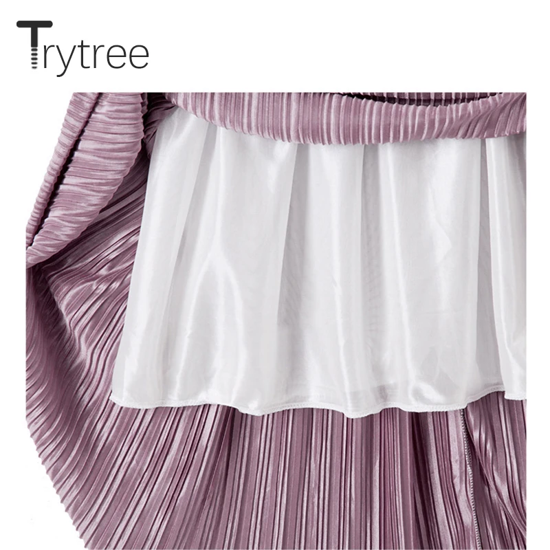 Женская плиссированная юбка Trytree винтажная однотонная длинная с высокой талией