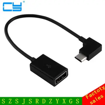 

10cM 90 Degree Right Angled USB 3.1 Type-C USB-C to USB 2.0 Female OTG Cable for Cell Phone Tablet & Laptop Black/White Color
