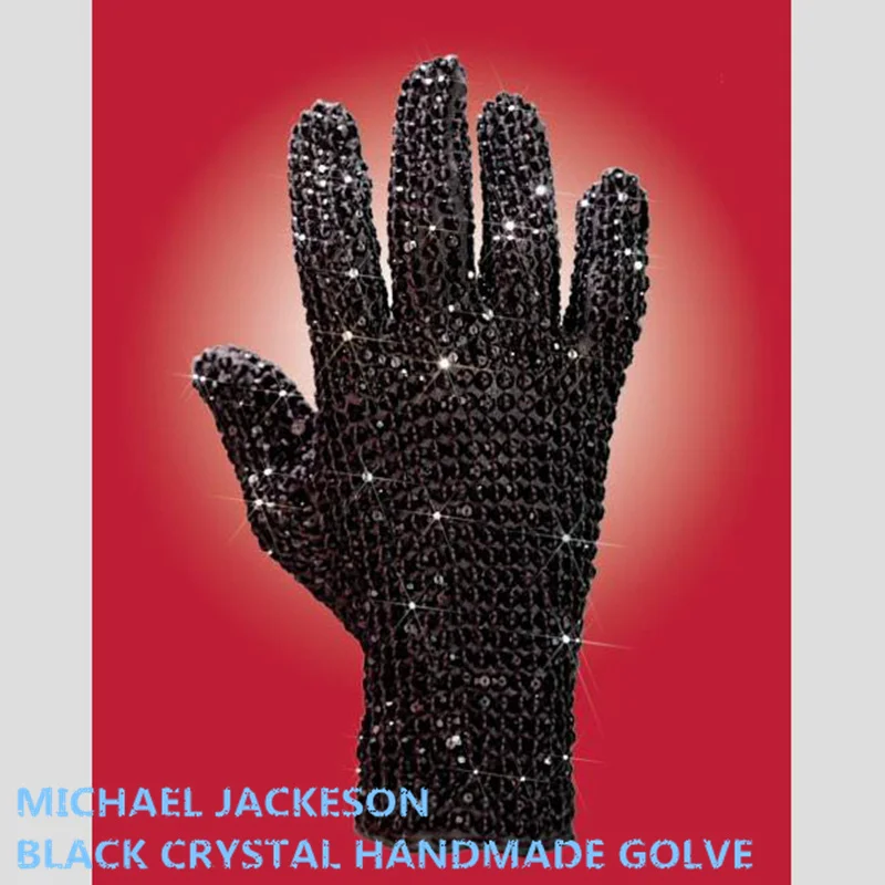 Rare MJ Michael Jackson Glove in Both Side Rhinestone Silver Crystal  Handmade